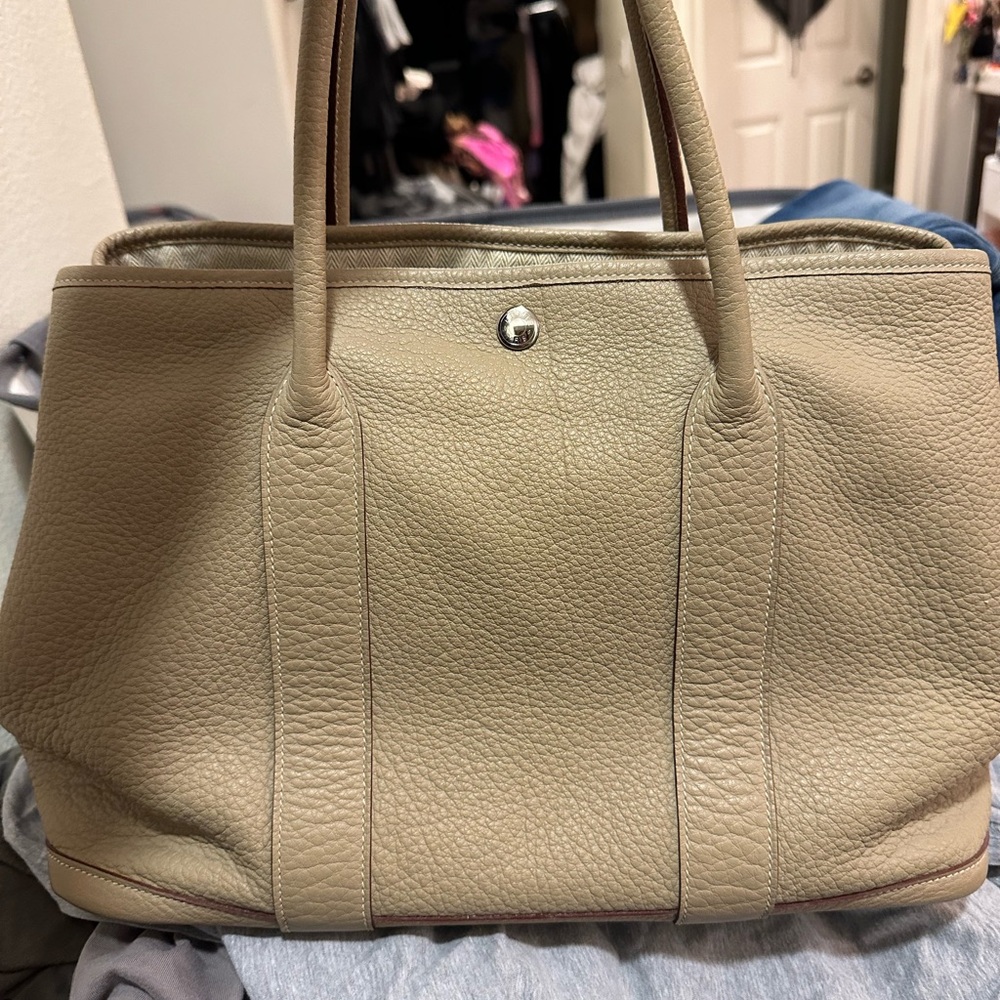 Hermes　Garden Party bag 36/PM　Beige marfa　Negonda leather　Silver hardware